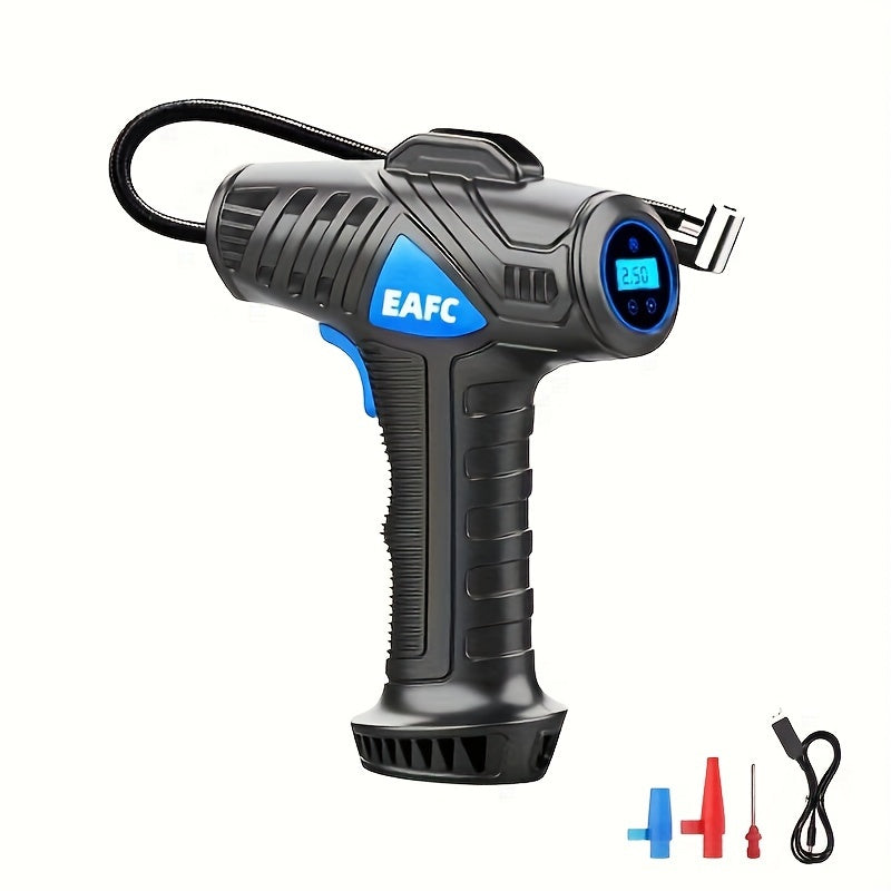 Portable Air Compressor: 150PSI Cordless Car Tire Inflator Pump With Pressure Gauge & Light - Perfect For Cars, Motorcycles & Bicycles!