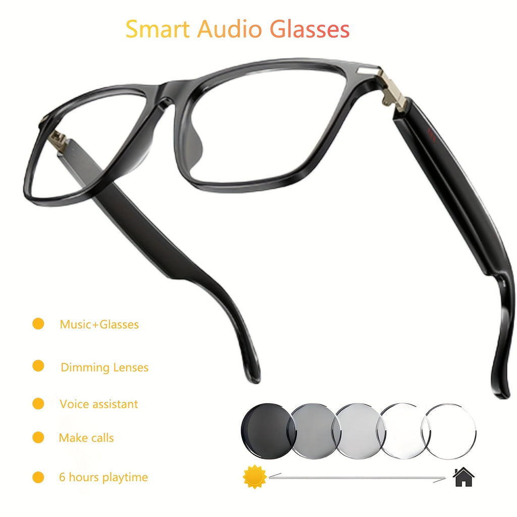 [Smart Glasses] 2025 Smart Glasses with Auto-Dimming & Auto-Focusing, Wireless, Anti-Blue Light Lens, AI Voice Assistant, Music/Call, Magnetic Charging, Compatible with Smartphone/Tablet - Smart Glasses for Men & Women, Ideal