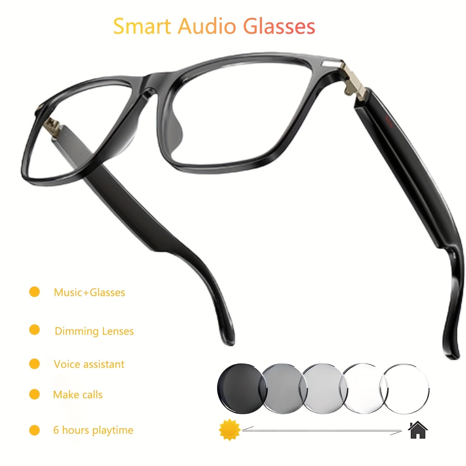 [Smart Glasses] 2025 Smart Glasses with Auto-Dimming & Auto-Focusing, Wireless, Anti-Blue Light Lens, AI Voice Assistant, Music/Call, Magnetic Charging, Compatible with Smartphone/Tablet - Smart Glasses for Men & Women, Ideal