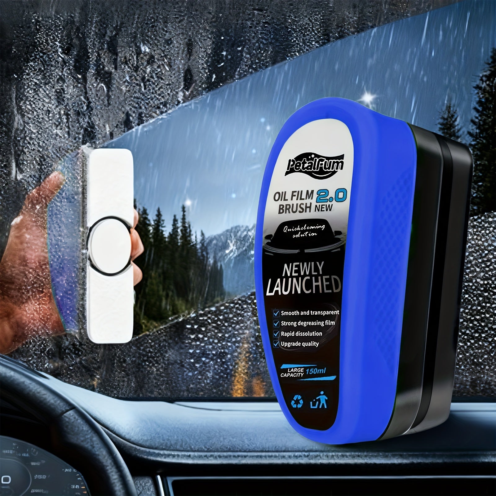 Car Windshield Oil Film Remover, Car Accessories, Automotive Oil Film Cleaning Brush, Multifunctional Car Cleaning Brush, Car Windshield & Side Window Cleaning Tool, Car Wash Accessories, Car Stuff, Car Cleaning Kit, Random S