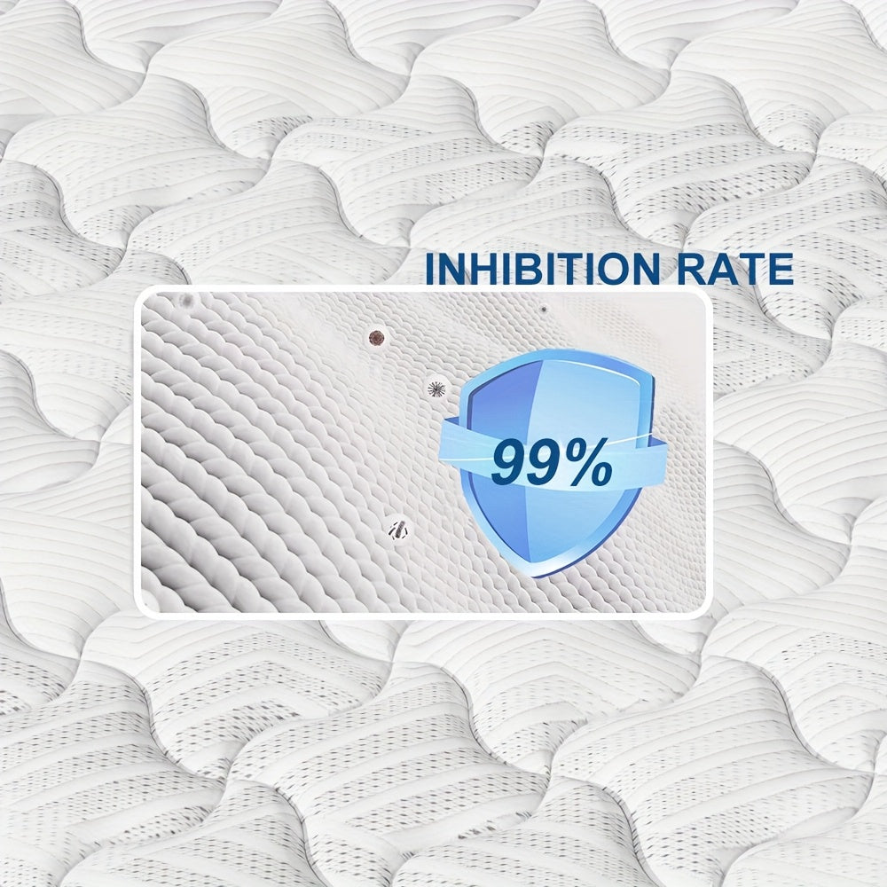 MRH 12-Inch White Box-Style Hybrid Mattress with Memory Foam & Individually Pocketed Springs - Fire-Resistant, Firm Support for Home Guest Rooms & Hotels, No Power Needed, Durable & Comfortable Sleep Solution, Hotel Bedding,