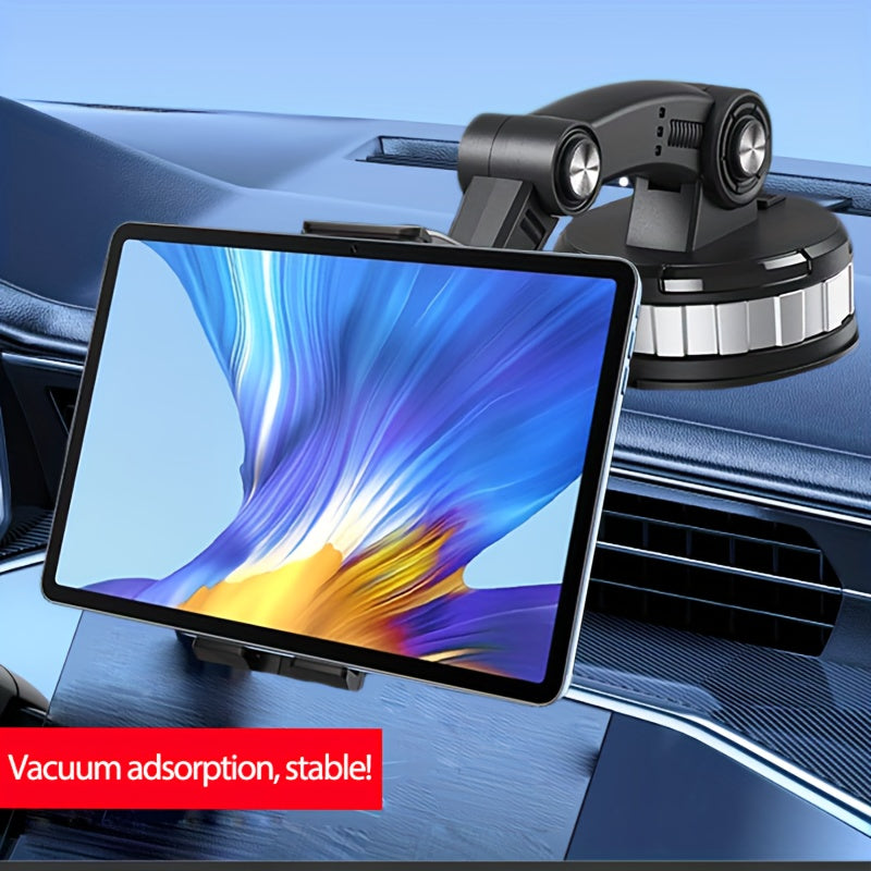 2-in-1 Universal Car Mount Holder for 4-13 Inch Phones/Tablets with Stable Vacuum Adsorption, ABS Material, Compatible with Trucks and Cars