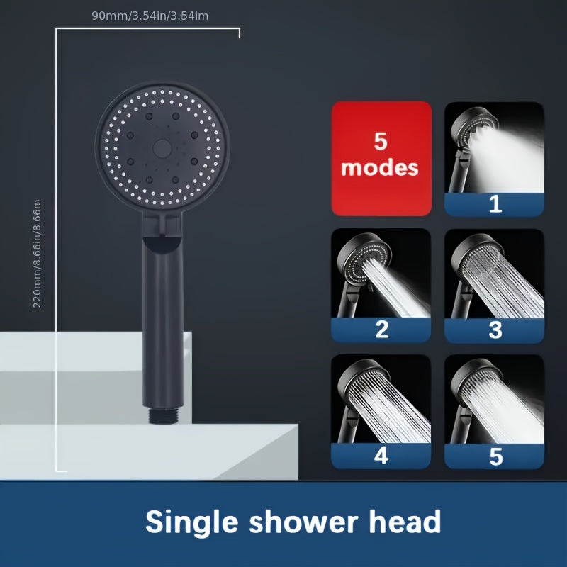 [5 Modes | High-Pressure] 5 Modes High-Pressure Handheld Shower Head | Fragrance-Free, Sensitive Light Beige, Easy Install, No Batteries - Modern Bathroom Accessory, Water Sprayer, RV Faucets, 90 Regions