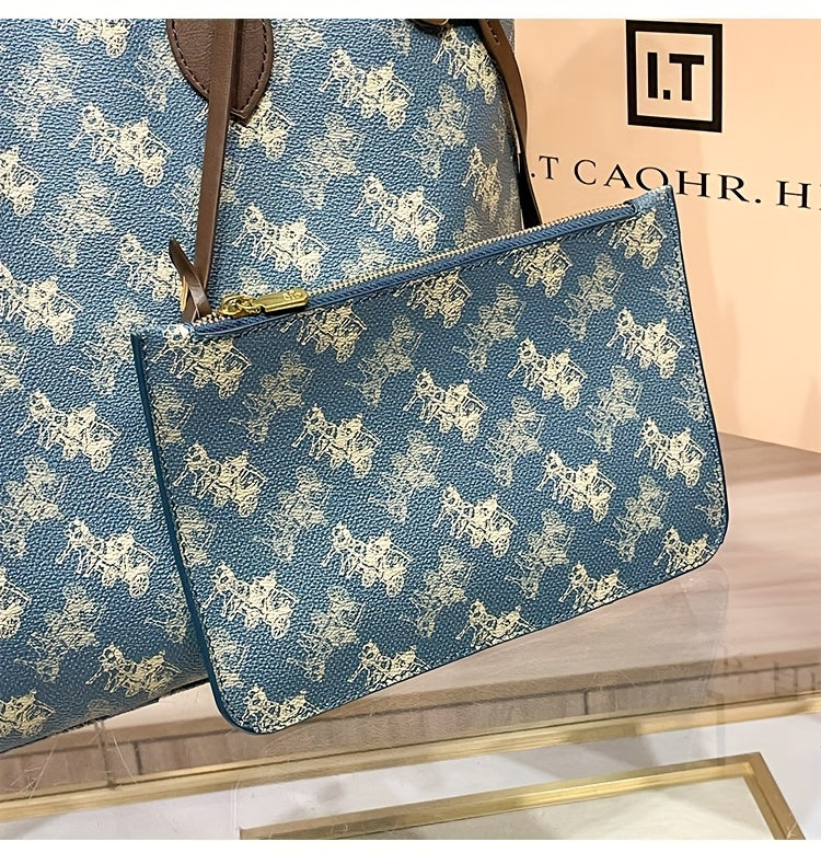 Elegant Floral Tote Bag with Red Interior, Large Capacity, Golden-Tone Hardware, And Detachable Shoulder Strap - Ideal for Daily Travel And Commuting, Travel Tote Bag | Floral Print Tote | Durable Handles, Tote Bag