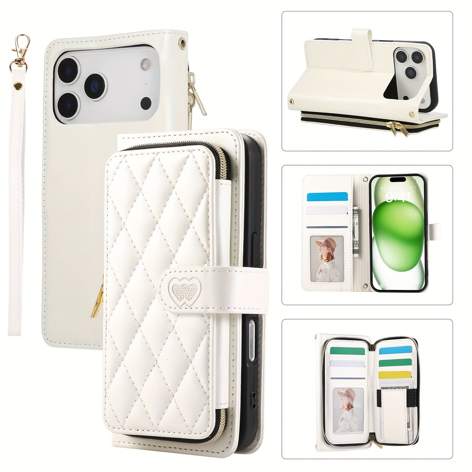 Crossbody Wallet Case Designed for Iphone 16E, 16, 15, 14, 13, 12, 11 Pro Max, 7, 8 Plus, SE 2020, And SE 2022, Featuring a Zippered Handbag Style, Flip Cover, Kickstand Folio, Card Slots, Wrist Strap, And Lanyard for The for