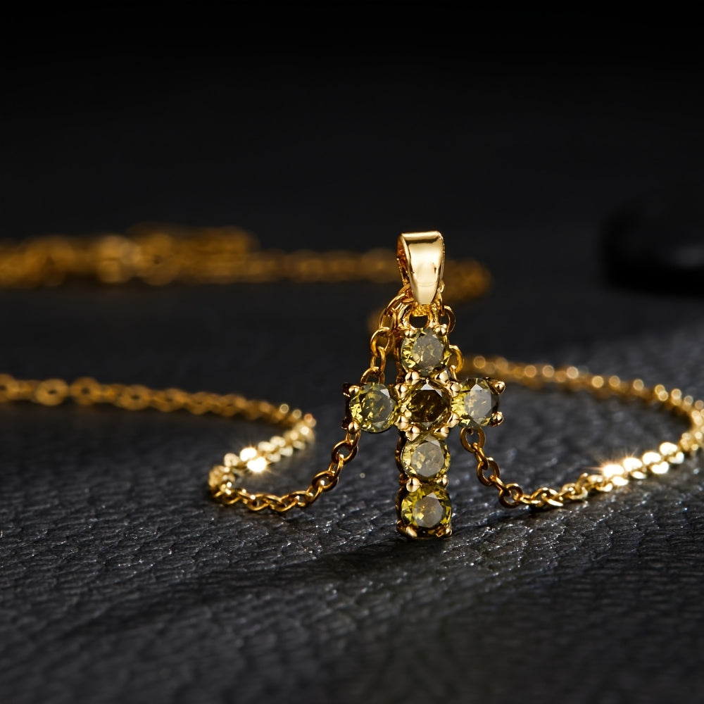 Golden-Tone Copper Cross Necklace