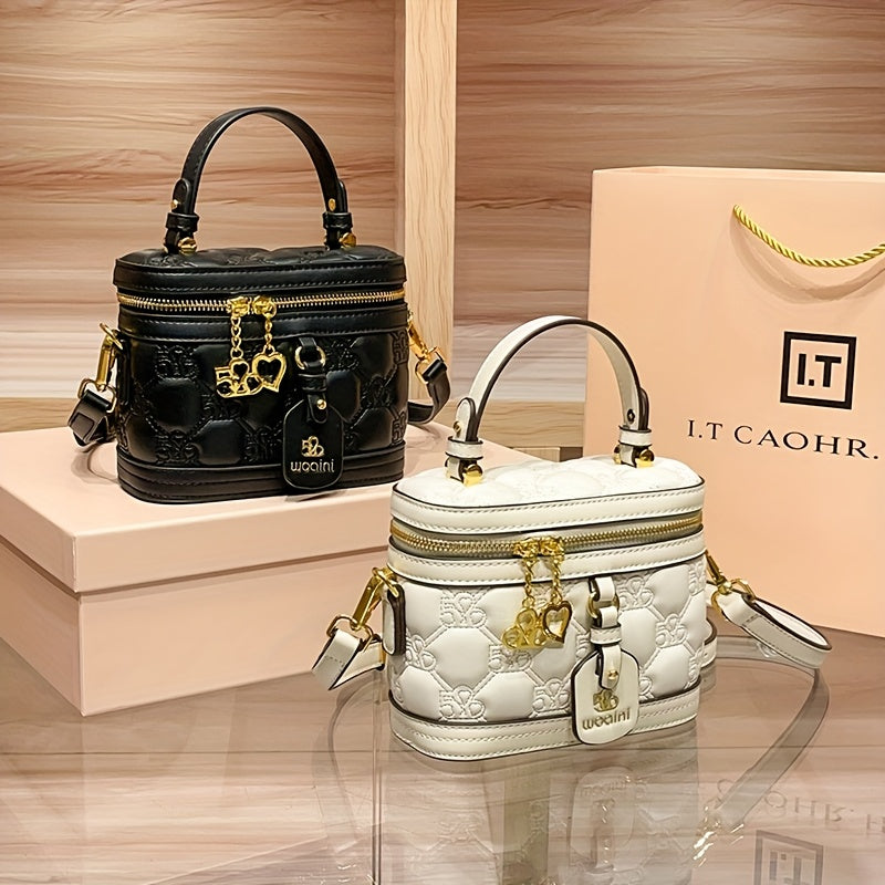 [Luxury Box Bag] High-End Retro Mini Box Bag | Light Luxury Niche, Women's Cross-Body Bag, Zipper Closure, Detachable Shoulder Strap, Valentine's Day Gift for Girlfriend, Perfect for Daily And Commuting Us