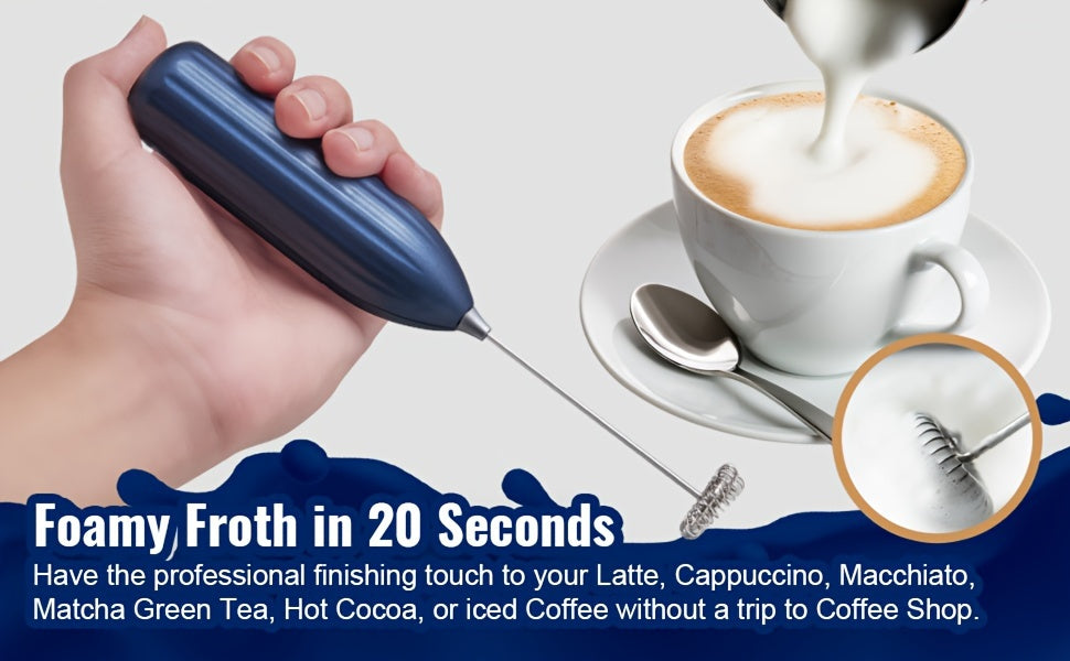 Lalayuan Powerful Electric Milk Frother & Drink Mixer - Heavy-Duty Stainless Steel Handheld Electric Whisk with 2-in-1 Design, 2-in-1 Foaming & Blending