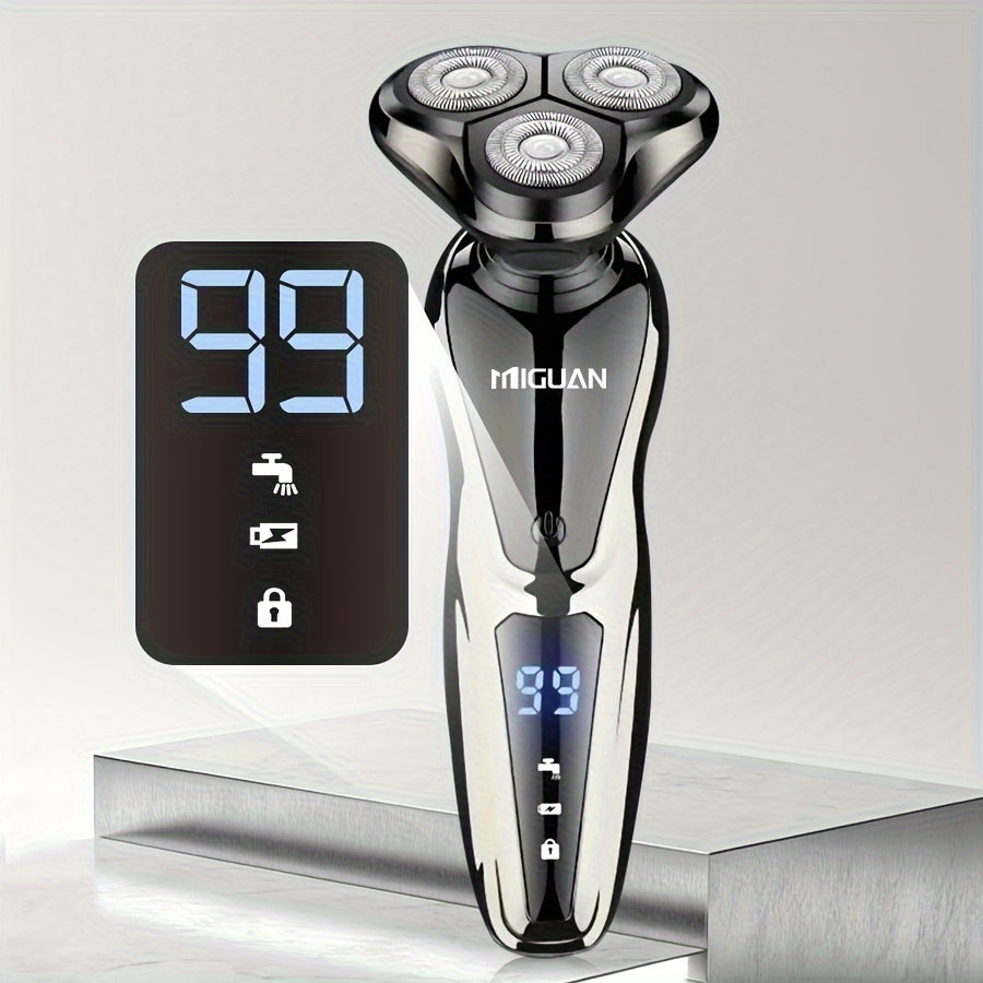 MIGUAN for Men's 3-in-1 Electric Razor & Trimmer - - Shaver with 3D Floating Blade, Digital Display, Portable Beard Trimmer and Nose Hair Shaver - All-in-One Grooming Device for and Travel, Father's Day Gift for