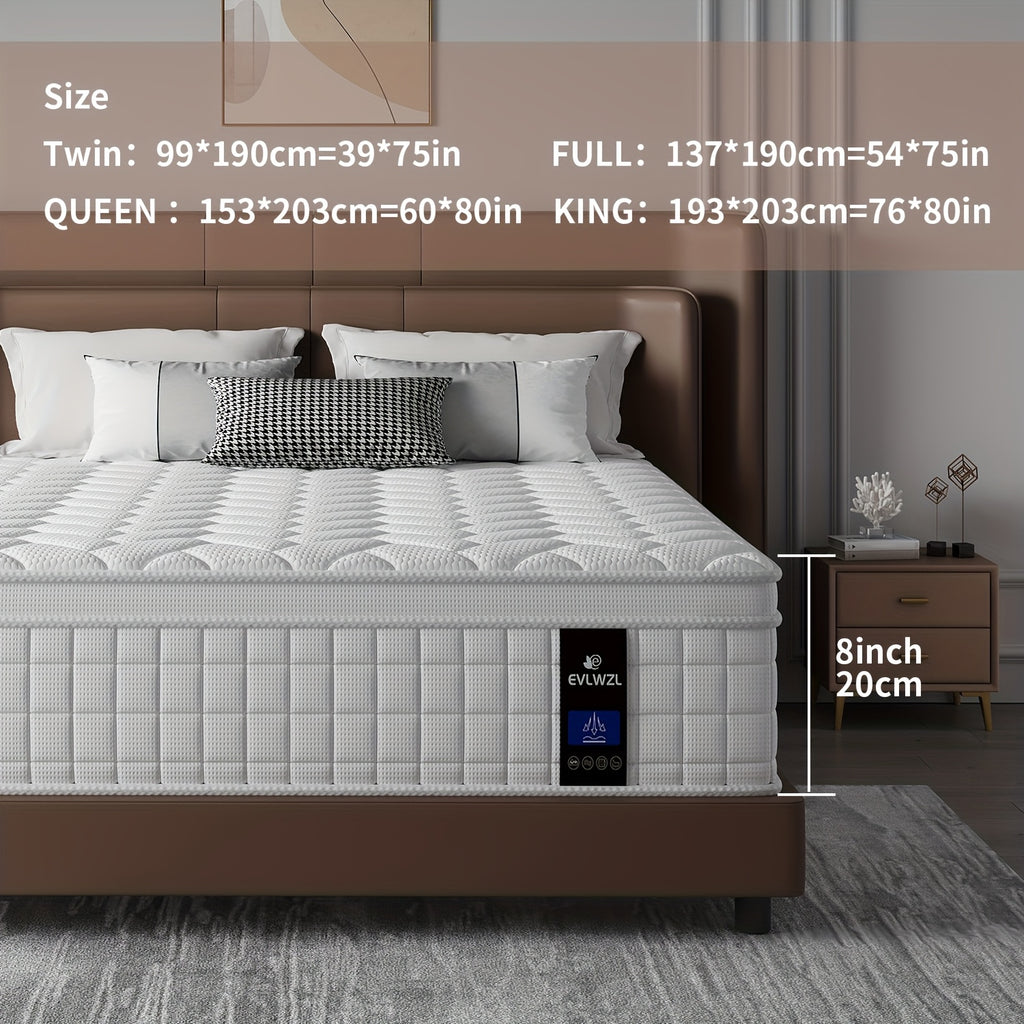 Queen Mattress, 8/10/12/14 Inch Mixed White Mattress, Luxury Gel Memory Foam Spring Mattress, Medium Hardness, Comfortable Sleep Experience - Suitable for Double, Full Size, Large And Extra Large Bed, Edge Support, Valentine'