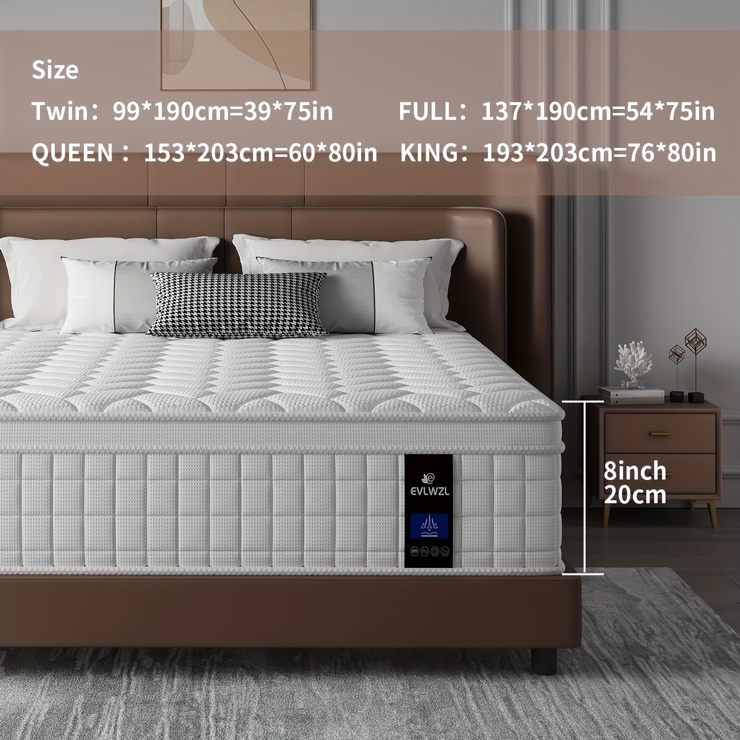 Queen Mattress, 8/10/12/14 Inch Mixed White Mattress, Luxury Gel Memory Foam Spring Mattress, Medium Hardness, Comfortable Sleep Experience - Suitable for Double, Full Size, Large And Extra Large Bed, Edge Support, Valentine'