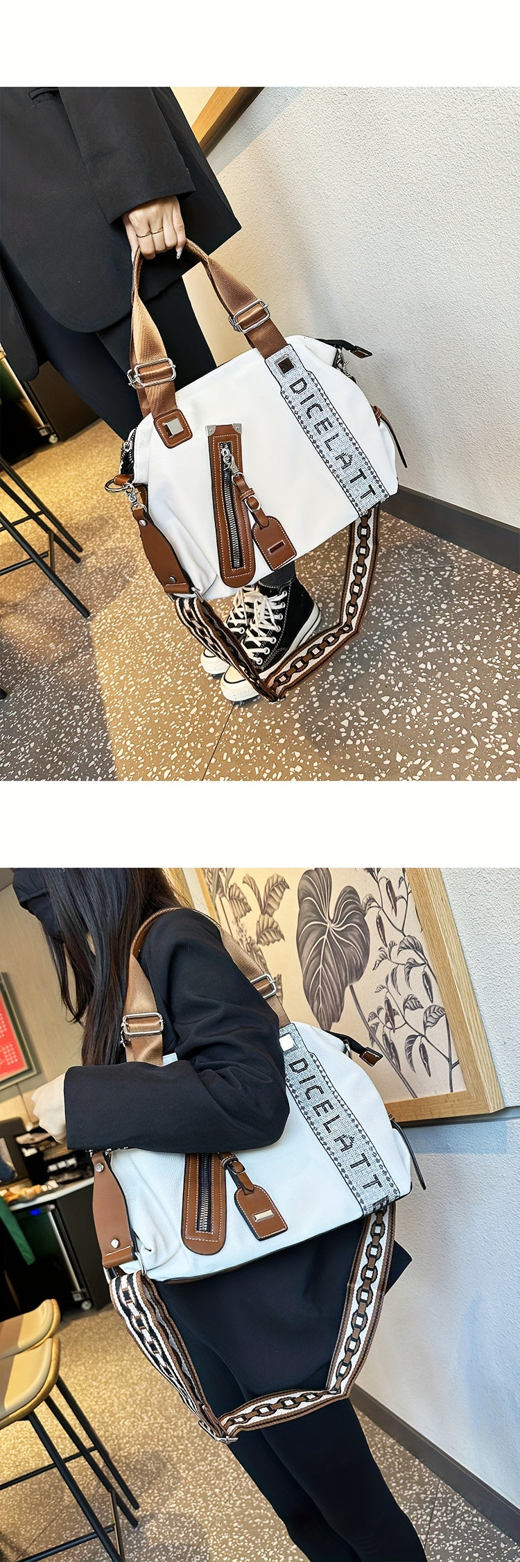 [Tote Bag] Trendy Tote Bag for Women, Large Capacity Bag, Shiny Rhinestone Decor