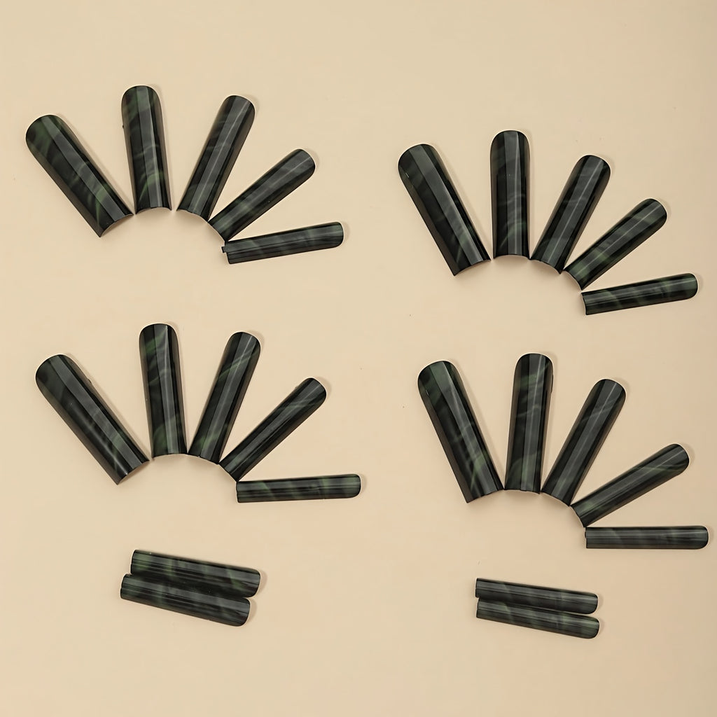 [Autumn Artificial Painting] 24pcs Blue Smoke Green Artificial Jade Ink Wash Painting | Minimalist White Highlights, Essential for Autumn and Winter Cool Style, Includes One Jelly Glue and a Polishing Scraper