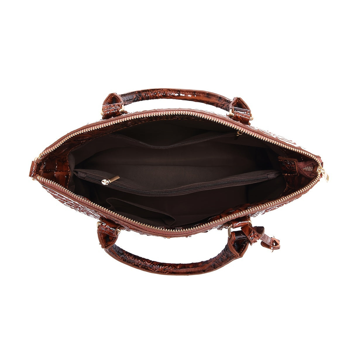 Luxurious crocodile patterned with three-dimensional pattern / metal round buckle decoration / dual handles and adjustable shoulder strap design / large capacity to meet the needs of commuting, business, and travel scenarios