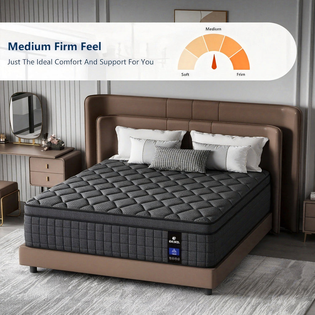 [Hybrid Mattress] Hybrid Mattress | 8in/10in/12in/14in Twin, Full, Queen, King | Memory Foam And Spring, Medium Firmness, Lumbar Support, for Home RoomsHotels, Boxed