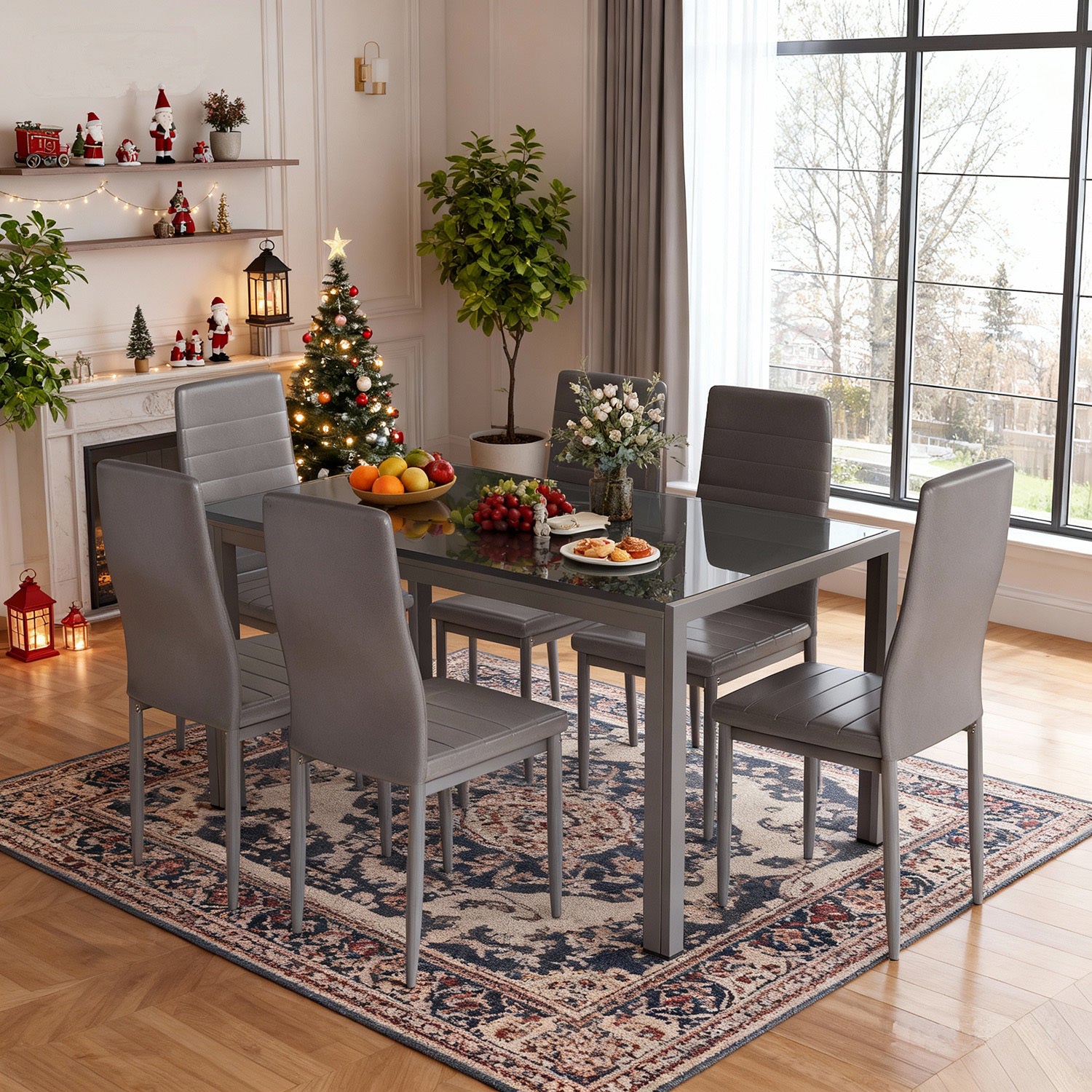 7-Piece Modern Glass Dining Table