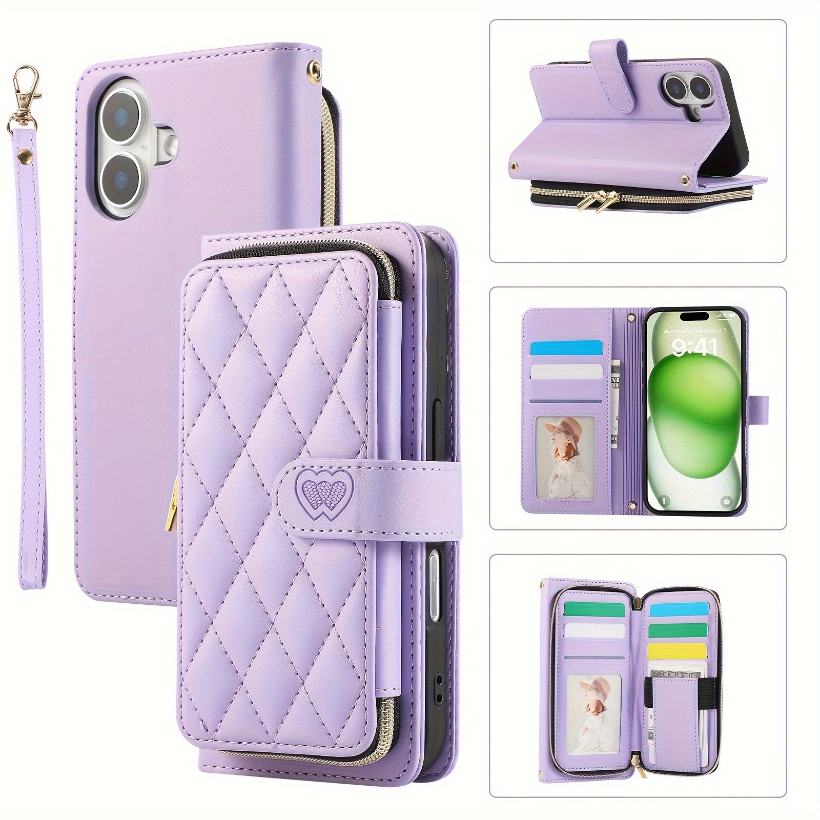Crossbody Wallet Case Designed for Iphone 16E, 16, 15, 14, 13, 12, 11 Pro Max, 7, 8 Plus, SE 2020, And SE 2022, Featuring a Zippered Handbag Style, Flip Cover, Kickstand Folio, Card Slots, Wrist Strap, And Lanyard for The for