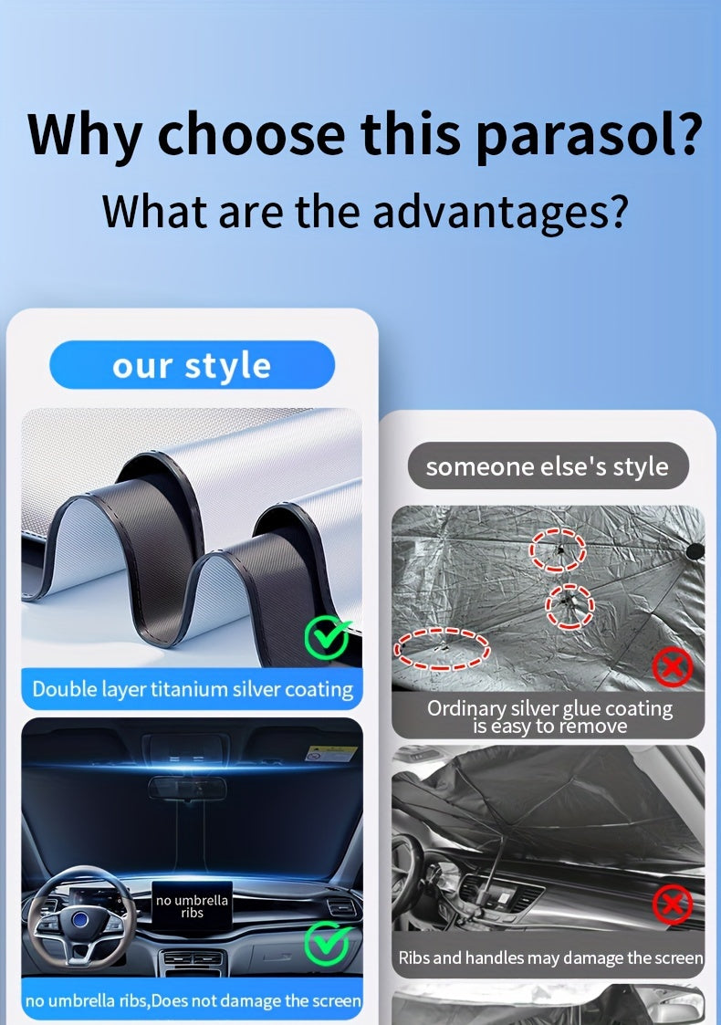 2024 New Front Window Sunblock Curtain - Car Sunshade Interior Windshield Heat Shield Sunshade Panel