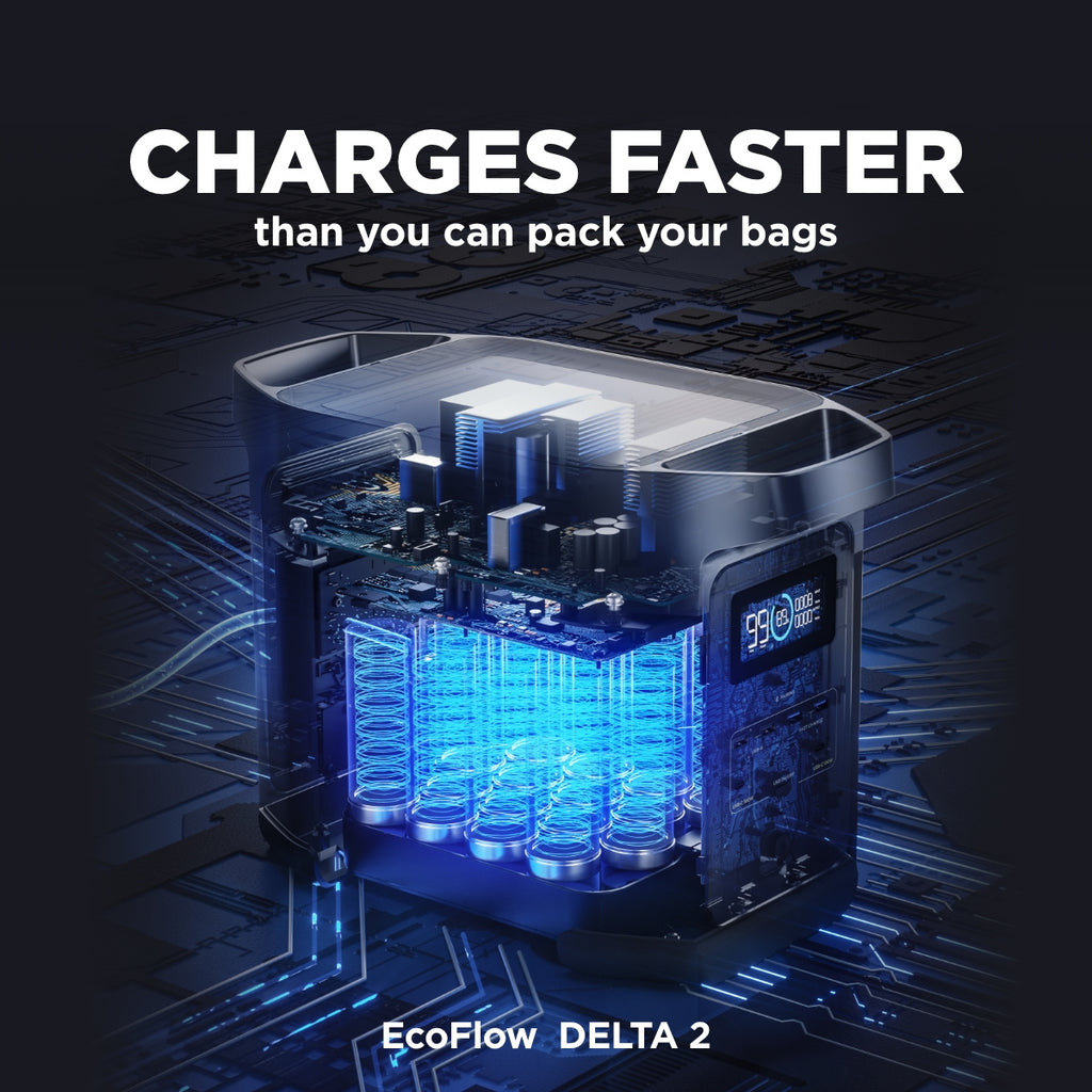 EcoFlow DELTA 2 950 Portable Power Station, 950Wh LiFePO4 Battery for 10 Years, 7 X Faster Charging, 1800W AC Output Power Station, Use as a Solar Power Bank for Home Backup Power or Outdoors Camping & RVs