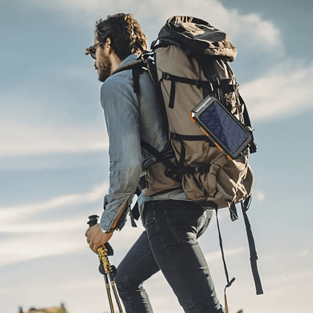 Portable Solar Mobile Phone Charger, Camping External Battery Charger for Mobile Phones, 2 USB/ LED Flashlights with Compass for Outdoor Activities, Portable Solar Power Bank, Solar Battery, Portable Charger Power Bank, Solar