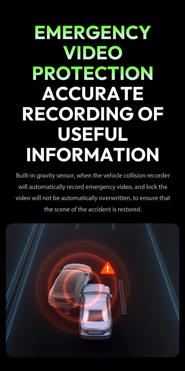 Front Car Dash Cam with 3K, 140° Wide Angle Lens, Built-In Wifi GPS, Night Vision, Motion Detection Alerts, Parking Mode, WDR, 24H Motion Detection, Dash Cam Front And Rear Wireless, Dash Cam with Wifi, Dash Cam for Car, Das