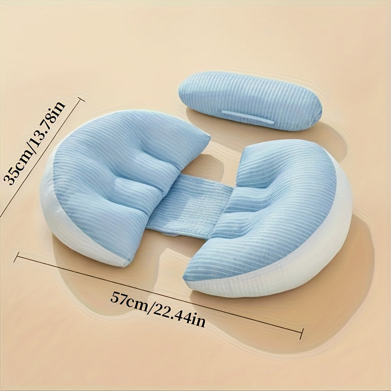 Soft U-Shaped Ergonomic Maternity Pillow for Side Sleepers with Lumbar Protection, Polyester Fill for Comfortable Belly & Back Relief, Ideal for Pregnancy Care