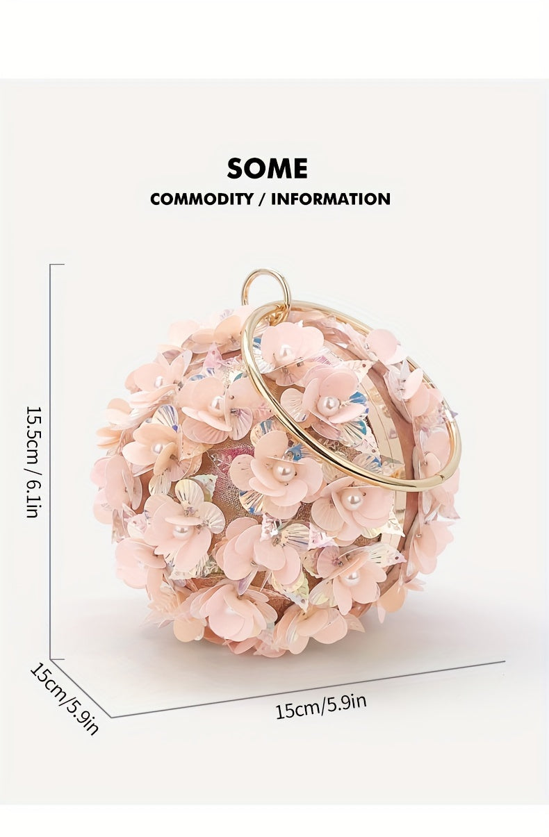 Sparkling Rose Golden Clutch Bag, Rhinestone Flower Design, Elegant Evening Handbag For Women, Party Dress Accessories