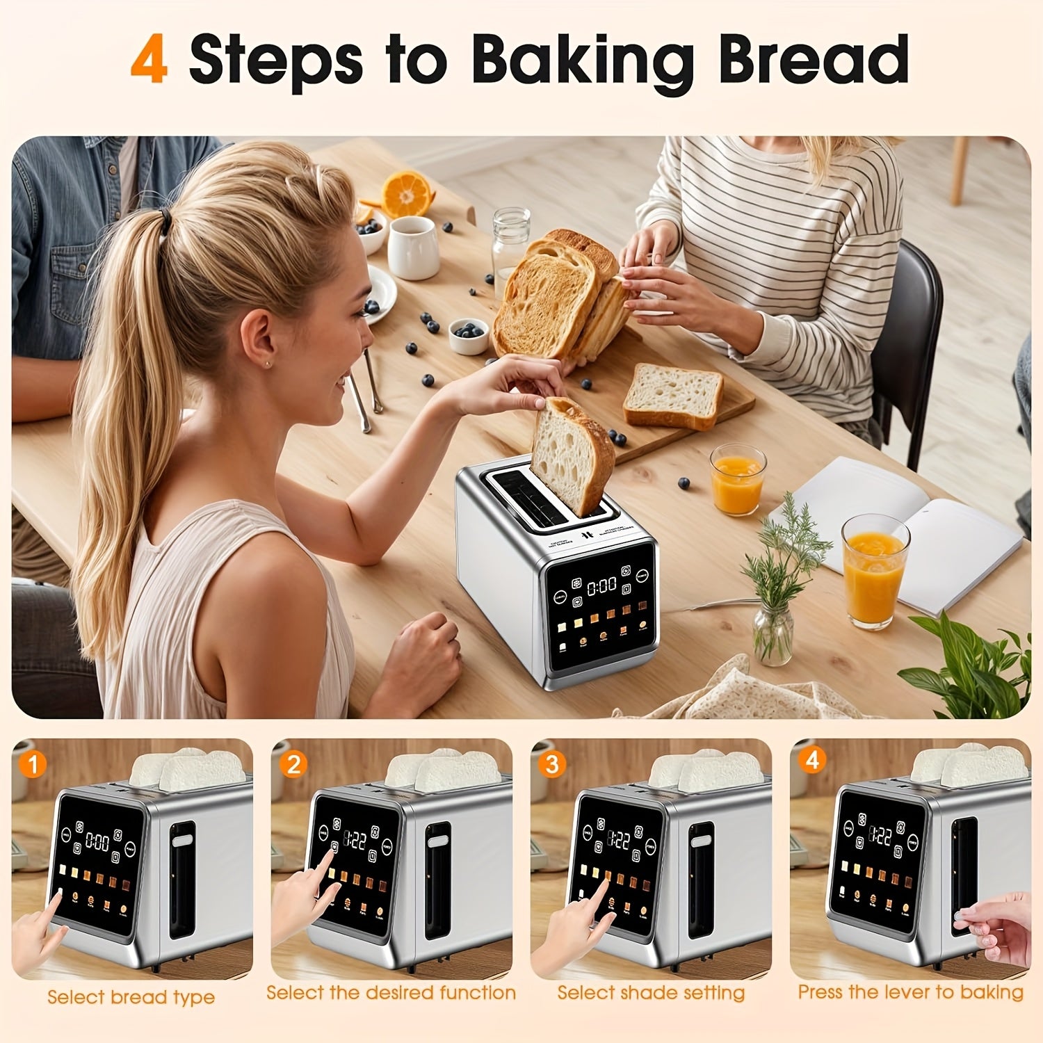 Stainless Steel Touch Screen Toaster