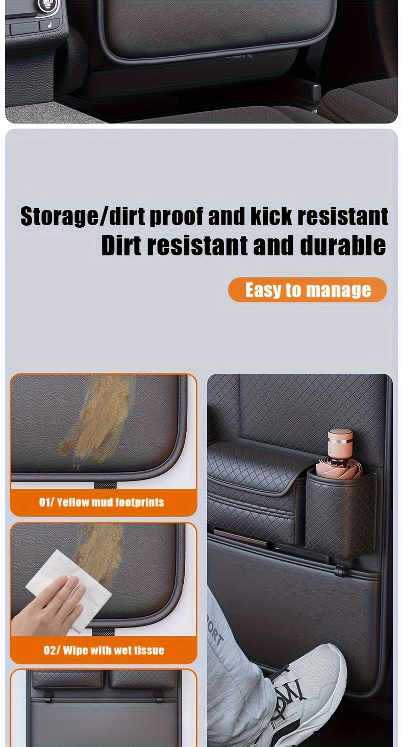 [2025 New PU Leather Car Bag] Universal Fit PU Leather Car Seat Back Organizer Bag | Multi-Layer Storage for Bottles, Tablets, Laptops & Accessories, Black, 2025 New | Stylish Car Organizer