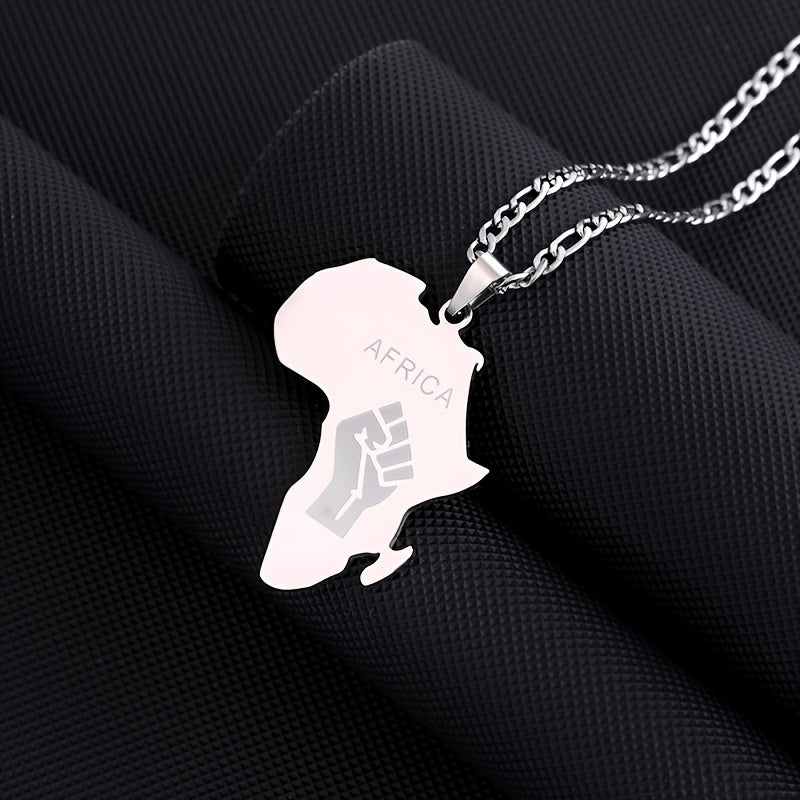 Glossy African Map Pendant Necklace