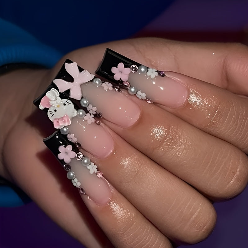 Hailey Hello Kitty Black Press-On