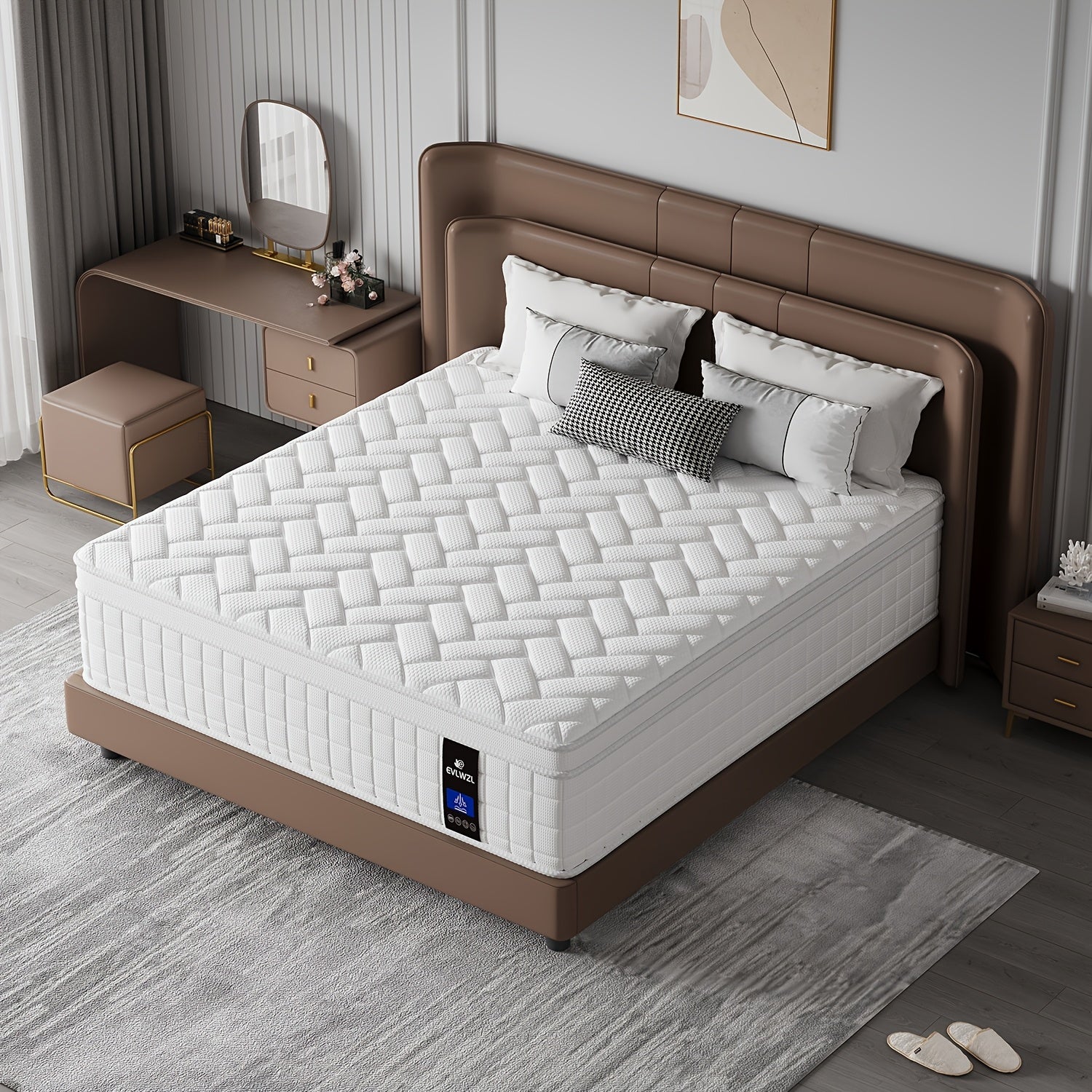 10in/12in Twin, Full, Queen, KingMattress White Memony Foam And Spring, Euro Top Mattresses Medium Firm for Motion Isolation, Edge Support, 100 Night Trial Firmness, Lumbar Support, for Home RoomsHotels, Boxed