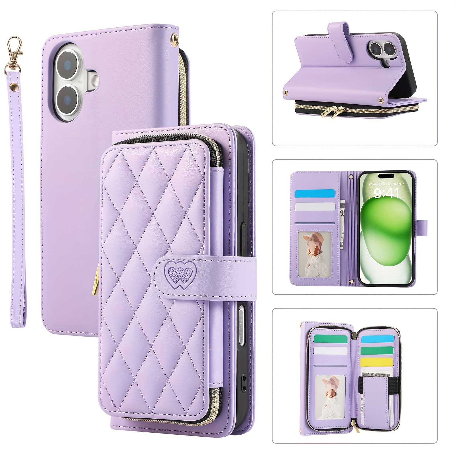 Crossbody Wallet Case Designed for Iphone 16E, 16, 15, 14, 13, 12, 11 Pro Max, 7, 8 Plus, SE 2020, And SE 2022, Featuring a Zippered Handbag Style, Flip Cover, Kickstand Folio, Card Slots, Wrist Strap, And Lanyard for The for