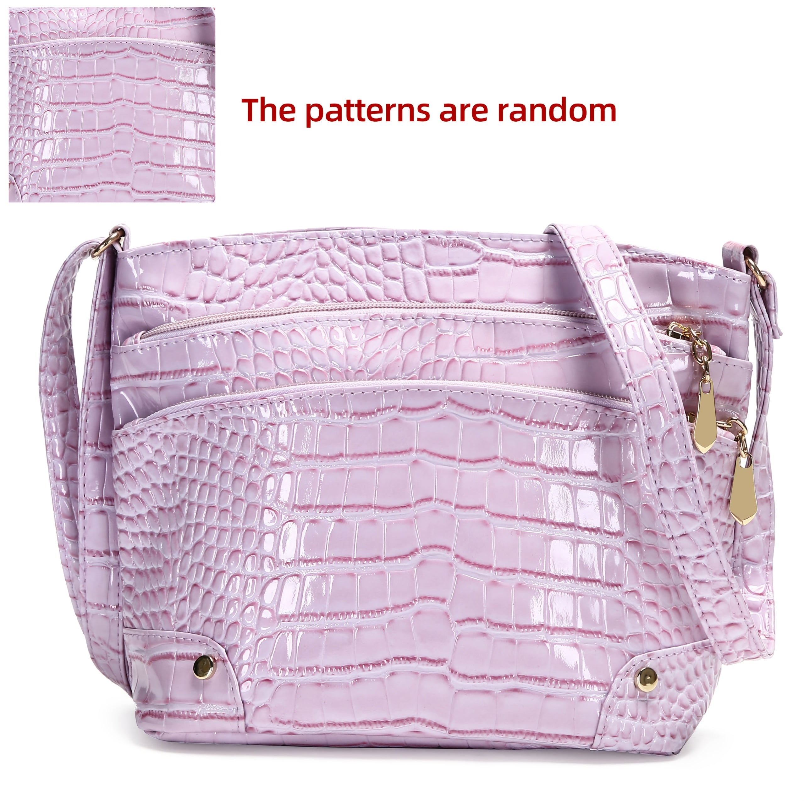 Shiny Crocodile Pattern Women'S Bag, PU Soft Shoulder Bag, Multi-Layer Crossbody Bag, Stylish And Versatile Large Capacity Bucket Bag.