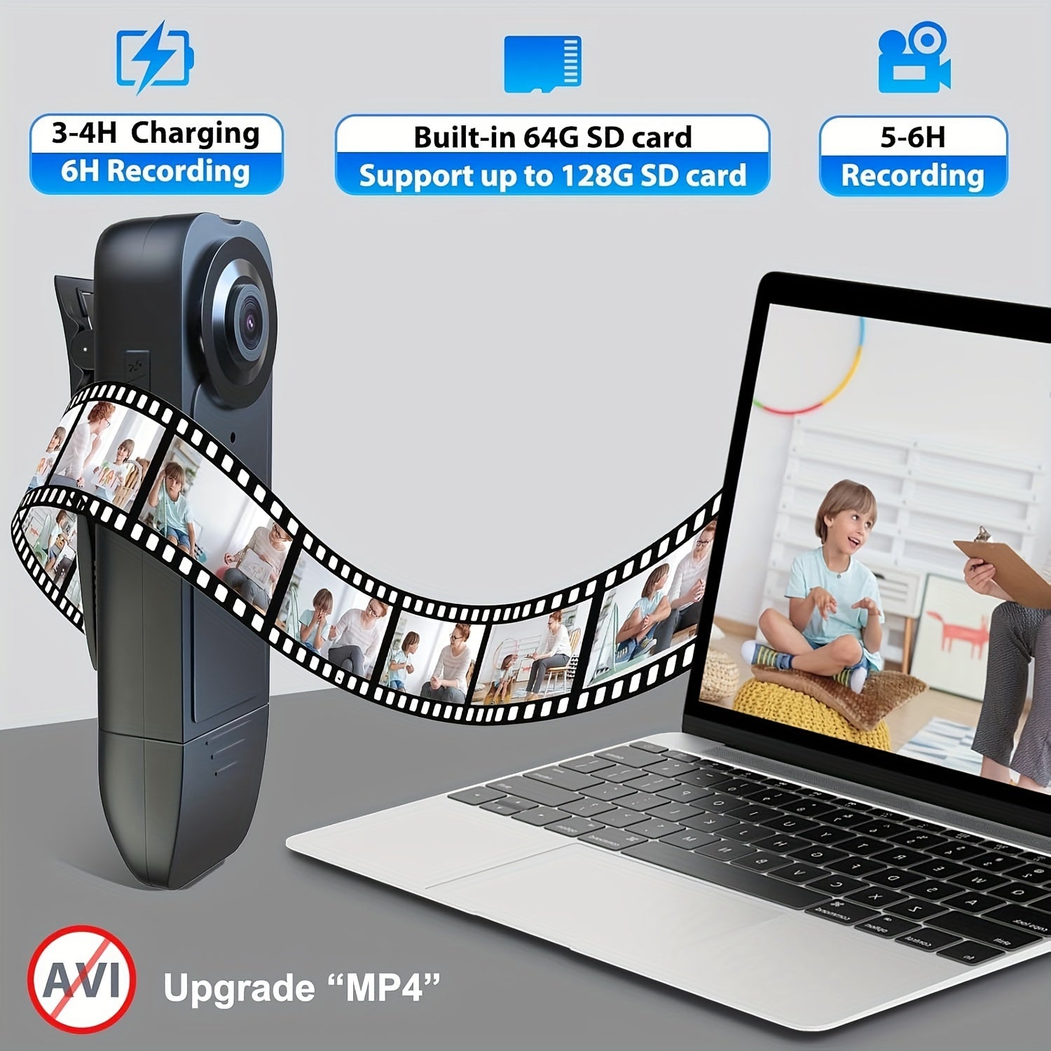 Body Camera, 1080P 64GB Body Camera with Upgraded Clip, Wearable Camera with Motion Detection and Night Vision, Suitable for Proof of Work, Delivery, Outdoor Travel, Personal Use