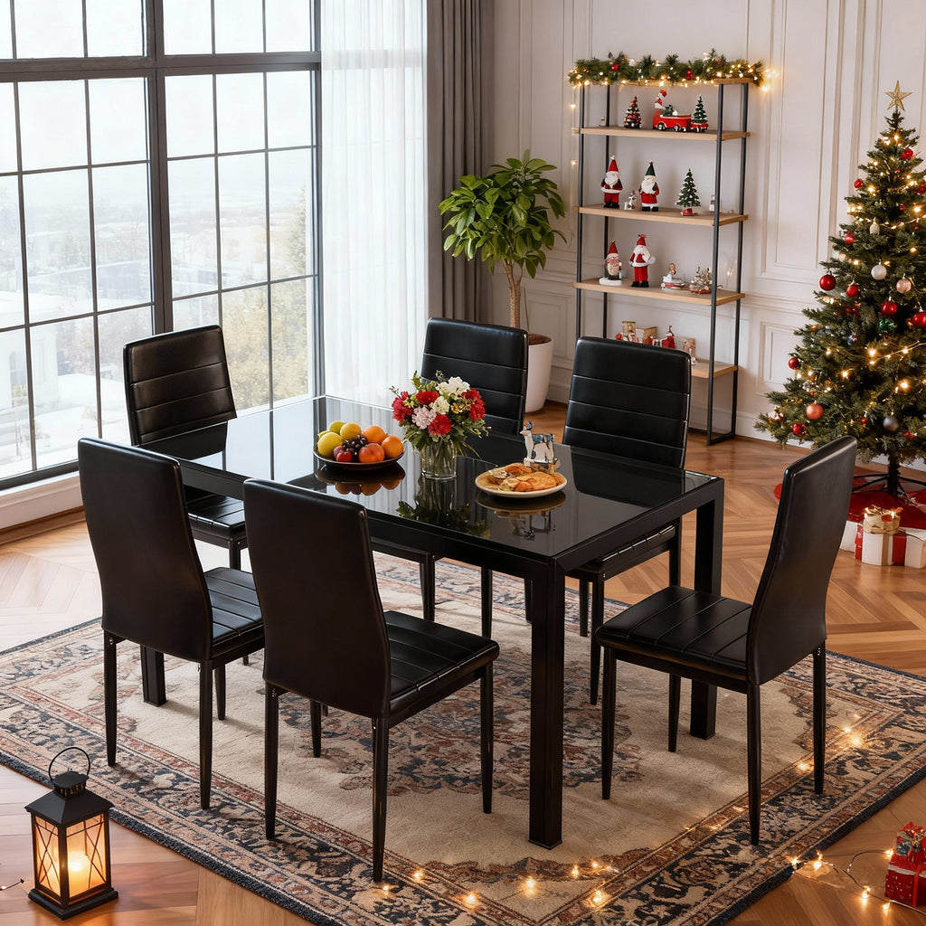 7-Piece Modern Glass Dining Table