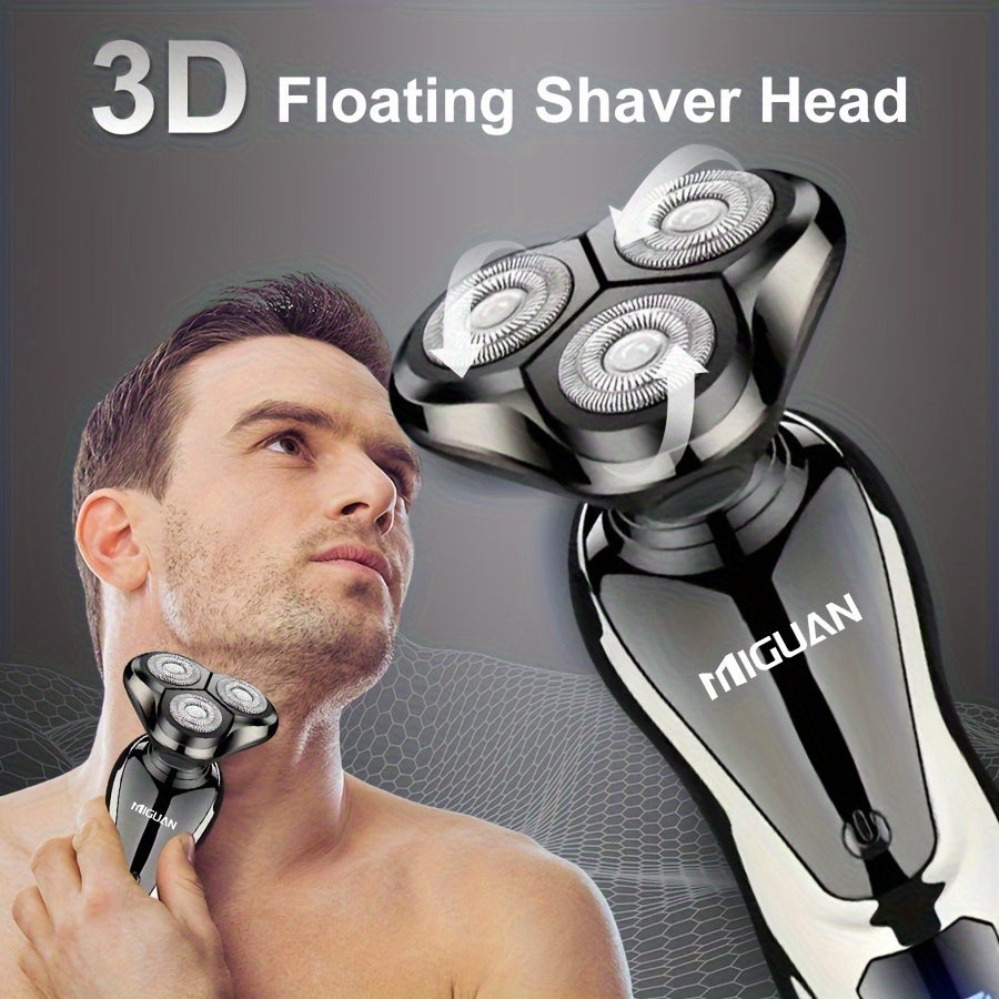 MIGUAN for Men's 3-in-1 Electric Razor & Trimmer - - Shaver with 3D Floating Blade, Digital Display, Portable Beard Trimmer and Nose Hair Shaver - All-in-One Grooming Device for and Travel, Father's Day Gift for