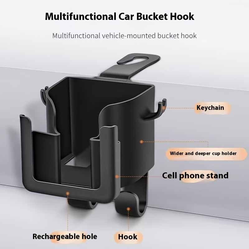 2pcs multi-functional car seat back storage rack with cup holder, mobile phone holder and hook - suitable for most models, can hold water bottles, milk tea bags, garbage bags and glasses, Car Storage, Cup Holders For Back Sea