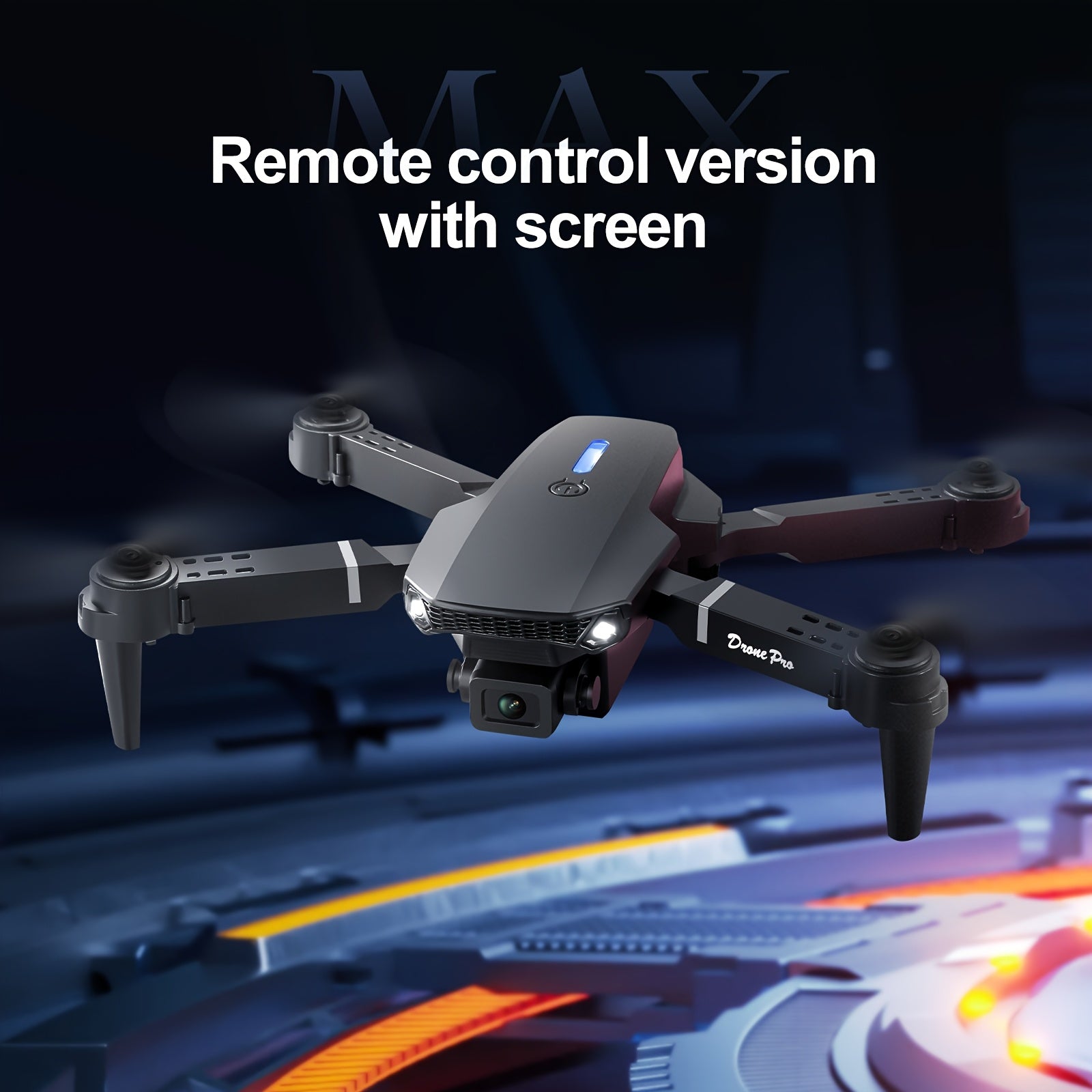 New Drone MAX Upgraded Version with 2 Batteries, Equipped with High-definition 2, 4-inch Screen Remote Control, Dual Camera Obstacle Avoidance Function, Brushless Motor, Foldable Arm, Suitable for Night Flight with Remote Con