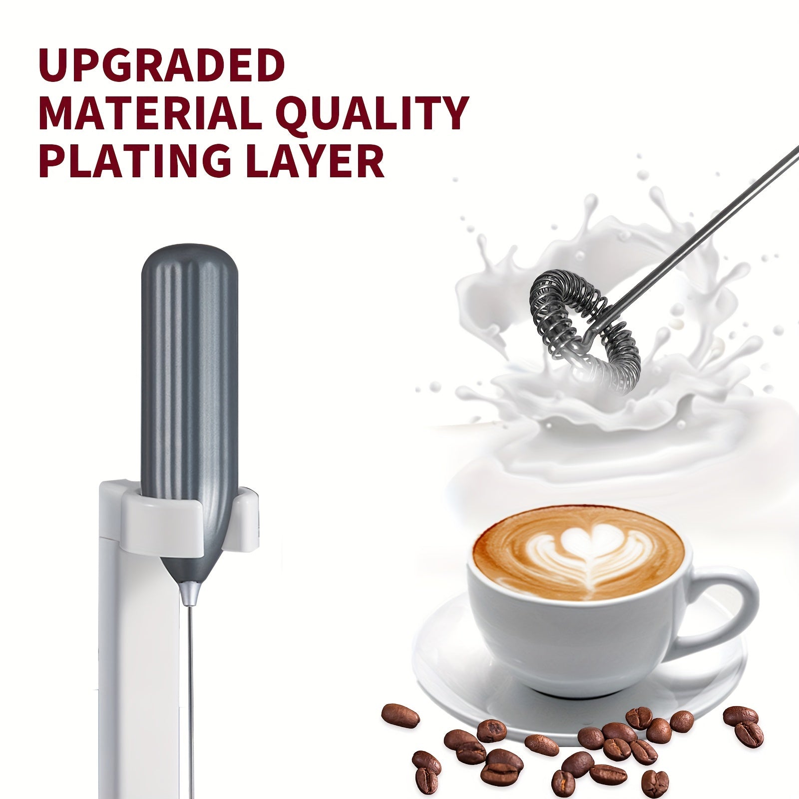 Lalayuan Powerful Electric Milk Frother & Drink Mixer - Heavy-Duty Stainless Steel Handheld Electric Whisk with 2-in-1 Design, 2-in-1 Foaming & Blending
