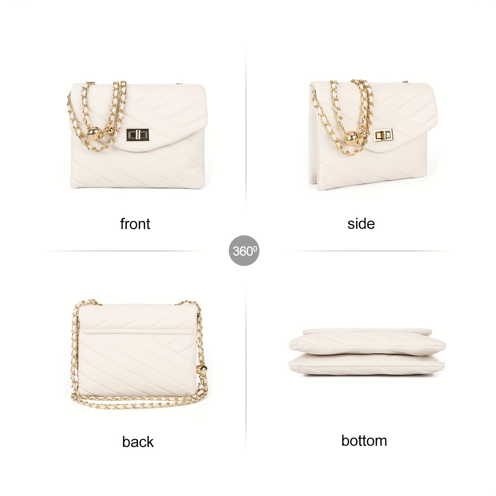 New Fashion Diamond Lattice Soft Chain Bag, Leisure And Simple With Pure Color PU Ladies Daily Travel Crossbody Bag