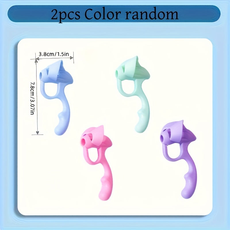 1/2/3/4-Pack Silicone Pen Grip Correctors - Handwriting Practice Aid with Soft Rubber Pencil Holders, Blue & Pink for Improved Posture & Error Correction, Educational Tool, Playful Design, Flexible Design