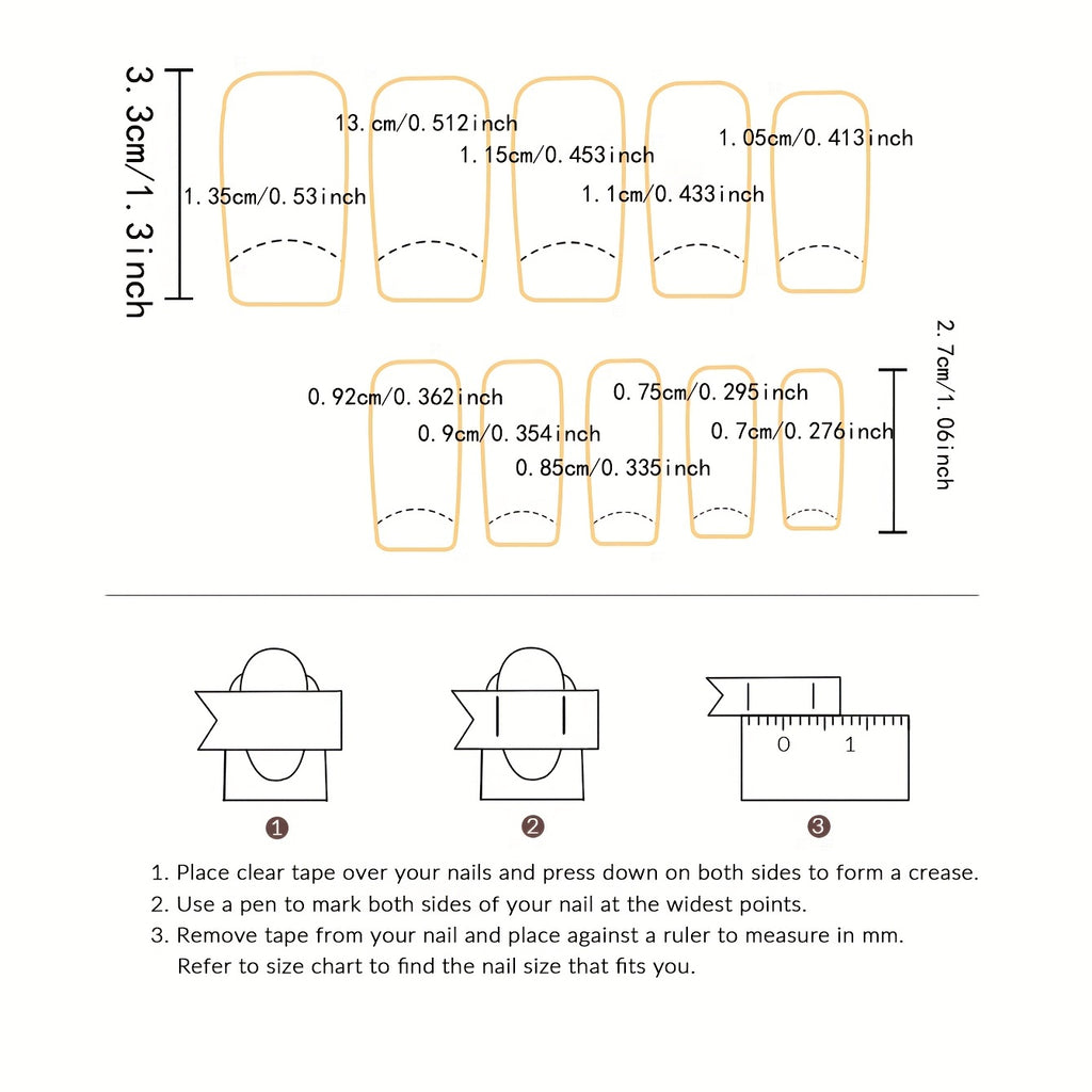 24 Long Coffin-Shaped Glossy Multicolored French ABS Full Cover Fake Nails with 1 Nail File And 1 Jelly Glue.