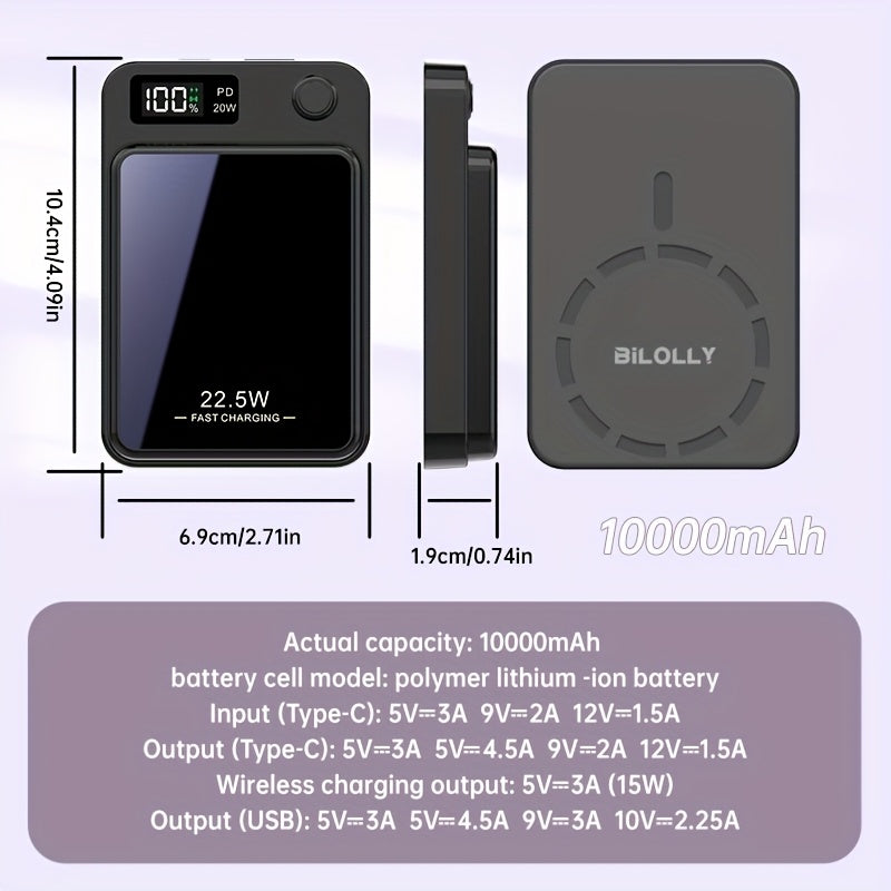 New Magnetic Wireless Power Bank - Portable Charger Power Bank, 5000/10000/15000mAh Battery Pack, 22.5/30W PD Fast Charging, 15W Wireless Charging, Magnetic Battery Pack For 17/16/15/14/13/12/Pro/Mini/Pro Max And Wired Chargi