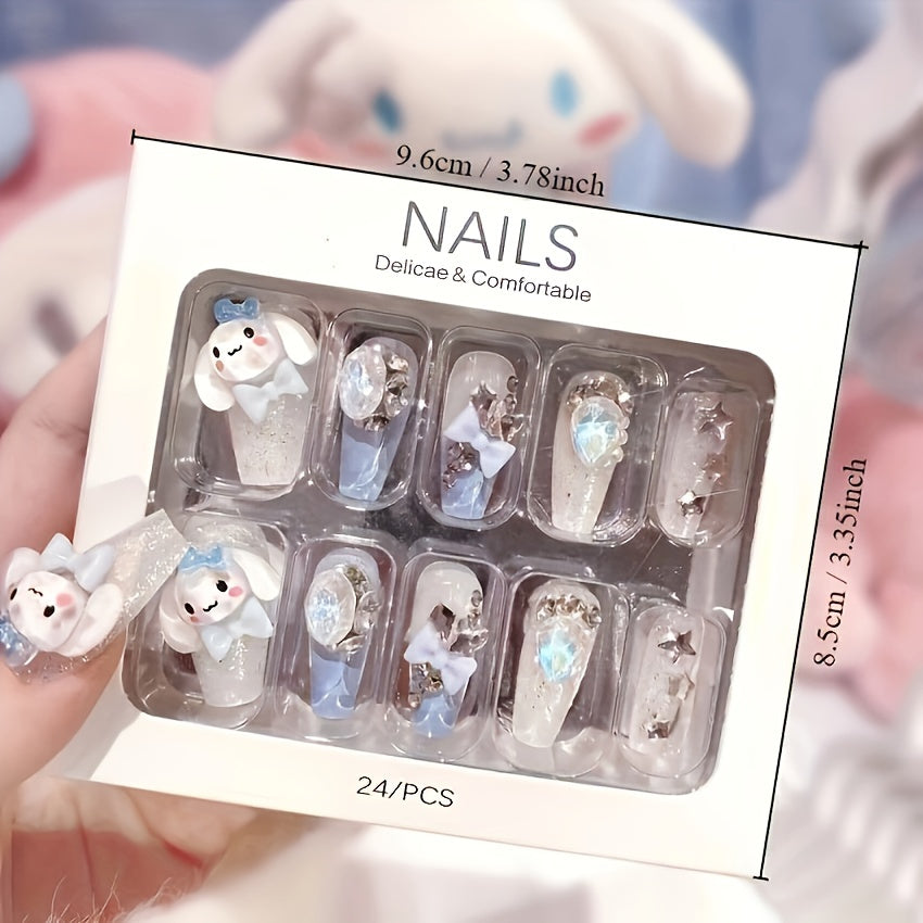 [Authorized] Sanrio Xinnamorol Nail Patch - Cute Sanrio Character Medium Length False Nails with Matte Finish, No Glitter Flavor, Easy Application Nail Decorations for Hands & Feet - Perfect for Sanrio Fans & Gifts