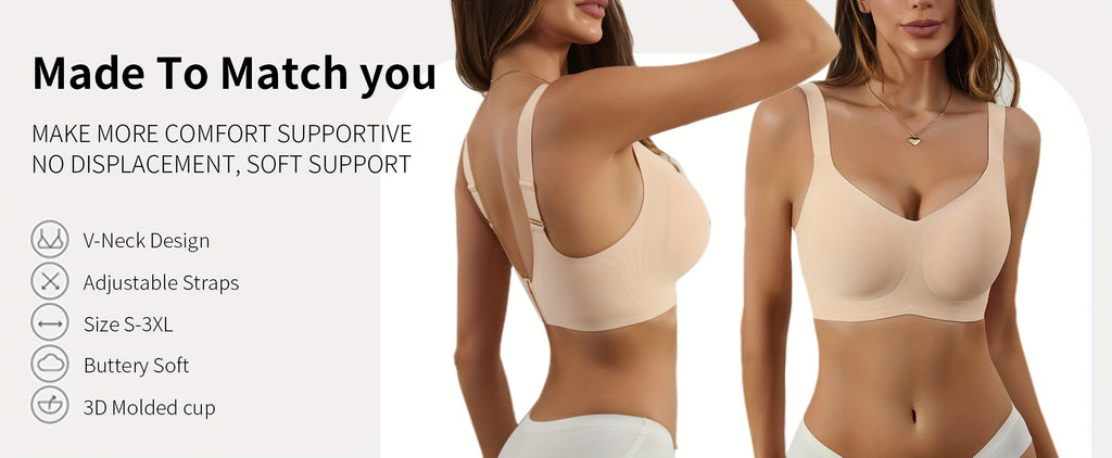 Solid Seamless Wireless Bra, Comfy Anti Sagging Push Up Sporty Women's Lingerie & Underwear
