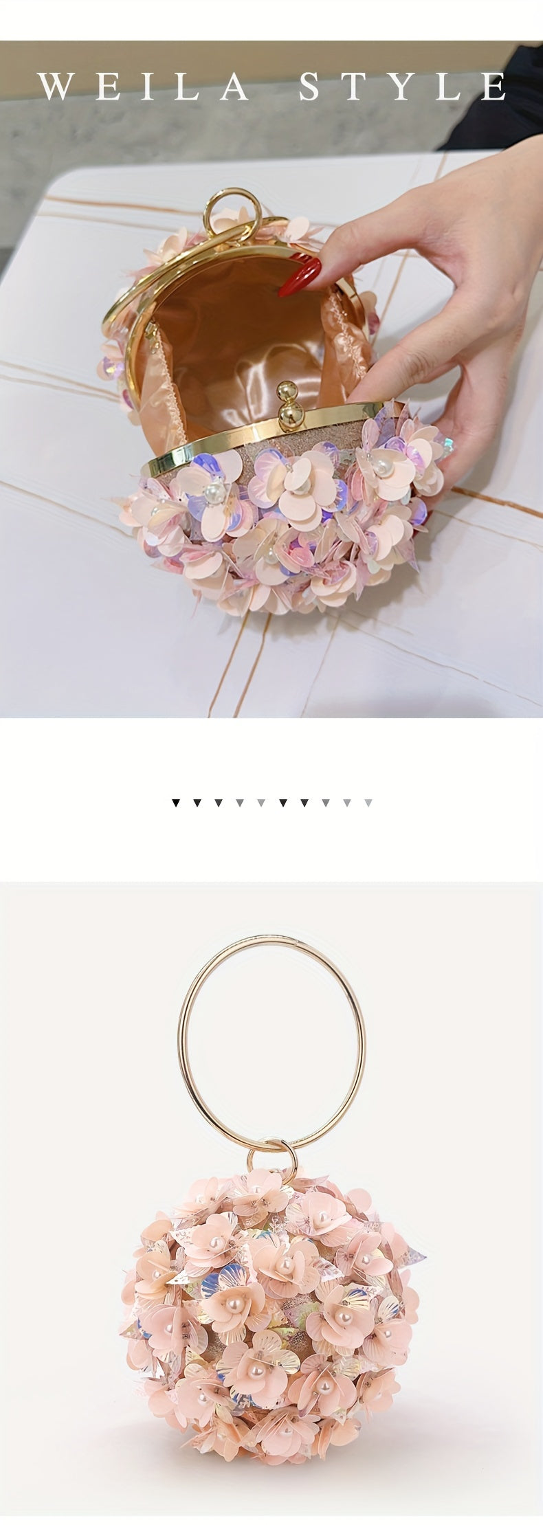 Sparkling Rose Golden Clutch Bag, Rhinestone Flower Design, Elegant Evening Handbag For Women, Party Dress Accessories