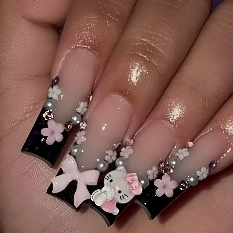 Hailey Hello Kitty Black Press-On