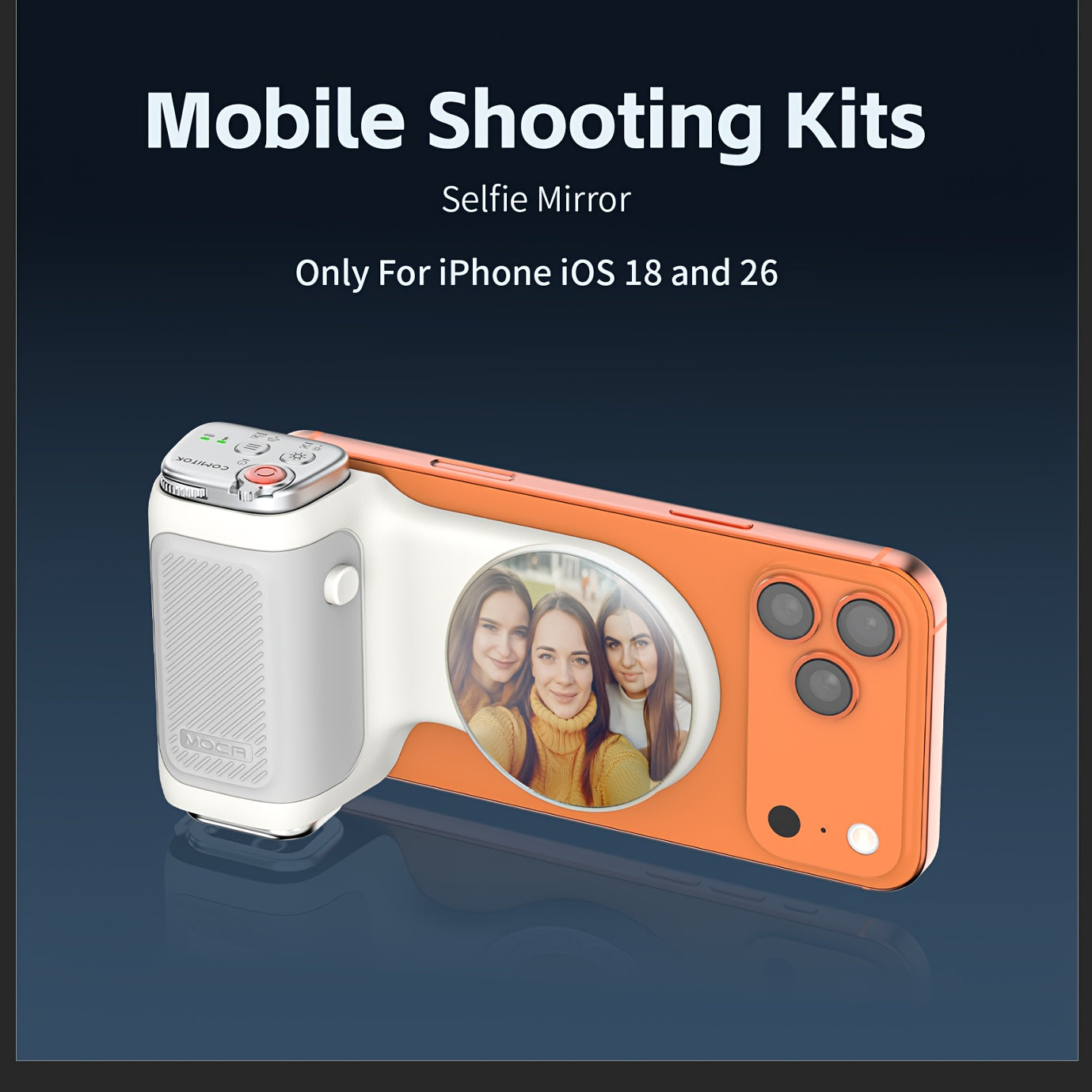 COMITOK MOCA Only for iPhone Shutter Device, Compatible with 26 & 18, One-Tap Camera Activation for iPhones, Supports Exposure Lock and Brightness Adjustment, Flip Front/Rear Cameras in One Tap, DSLR Style Release Button, ic