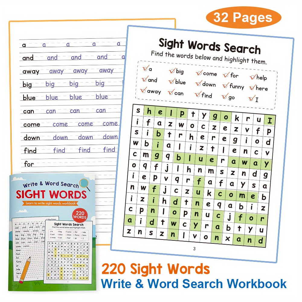 [LACHILLY 220 Workbook] LACHILLY 220 Sight Words Workbook | Mixed Color Paper with Fun Word Search for Kids | Learn to Write & Handwriting Practice Affordable Reading & Writing Skills Book Back to School